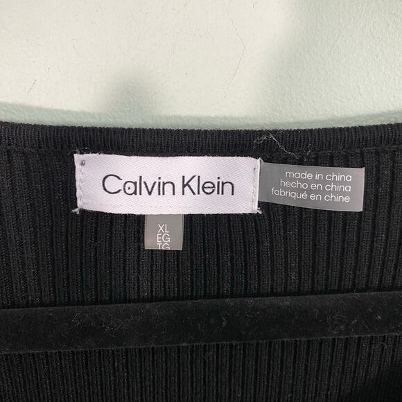 Calvin Klein Black Ribbed Chain Link Detail Retro Y2K Long Sleeve Sweater Sz XL - Picture 4 of 10